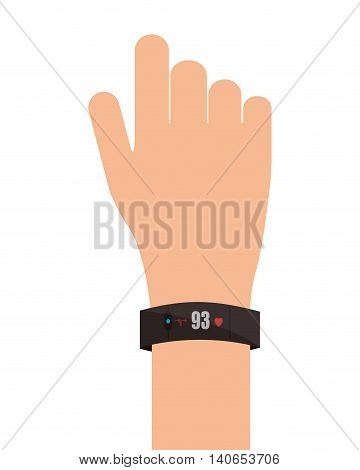 flat design heartrate wrist tracker icon vector illustration