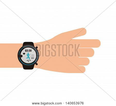flat design heartrate wrist tracker on hand icon vector illustration