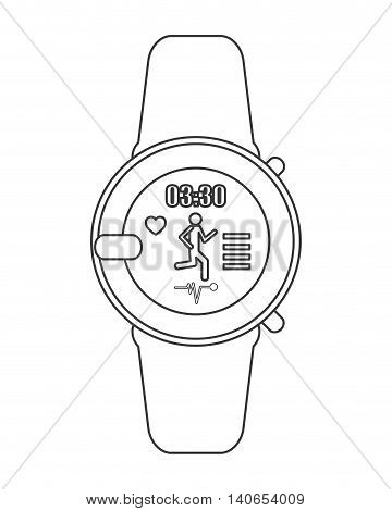 flat design heartrate wrist tracker icon vector illustration