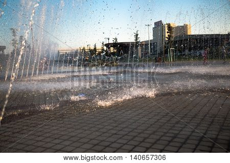 Beautiful Fountain In Park, Old Bukhara City, Uzbekistan