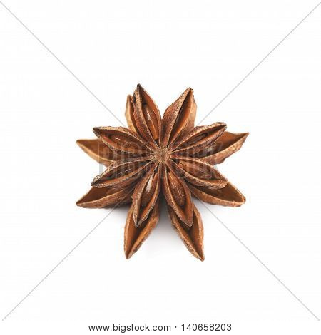 Pile of multiple Chinese star anise seeds, composition isolated over the white background
