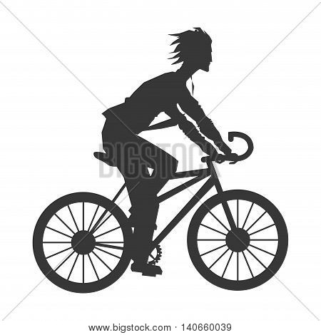 flat design man riding bike silhouette icon vector illustration