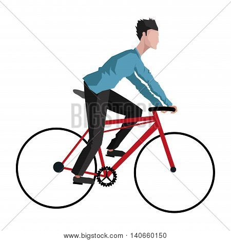flat design man riding bike icon vector illustration