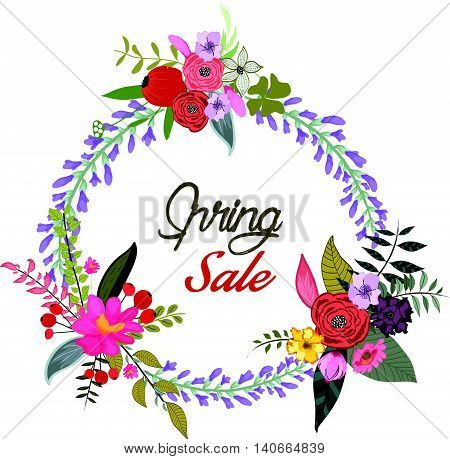 Spring Sale Banner and Floral Background desugn