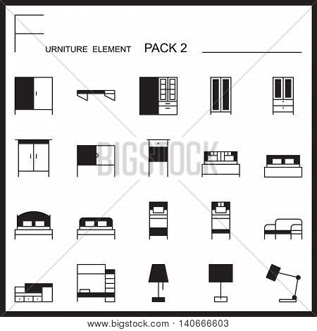 Furniture and home decorate line icons pack 2.Mono outline icons.pictogram illustration.