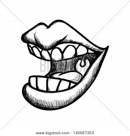 Expression and part of body concept represented by mouth and smile icon. Isolated and flat illustration