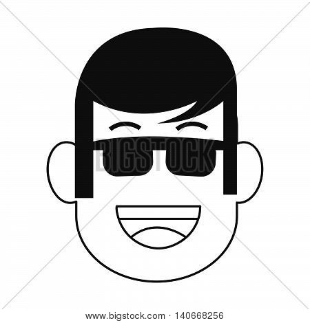flat design face of man with sunglasses icon vector illustration
