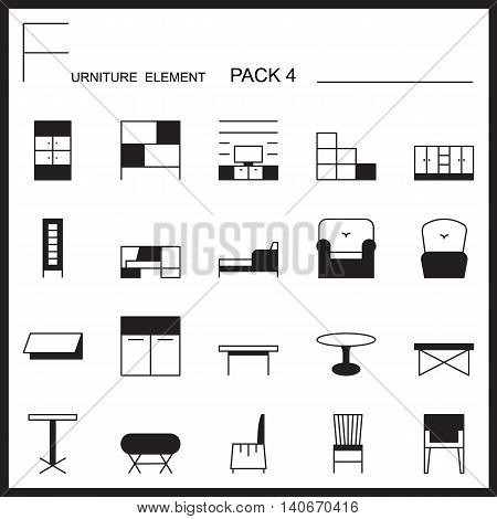 Furniture and home decorate line icons pack 4.Mono outline icons.pictogram illustration.