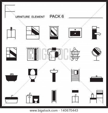 Furniture and home decorate line icons pack 6.Mono outline icons.pictogram illustration.