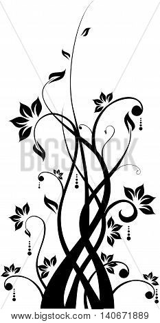 bauty of silhouette floral on white background