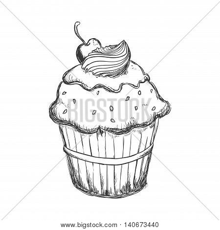 Bakery concept represented by muffing cupcake icon. Isolated and sketch illustration