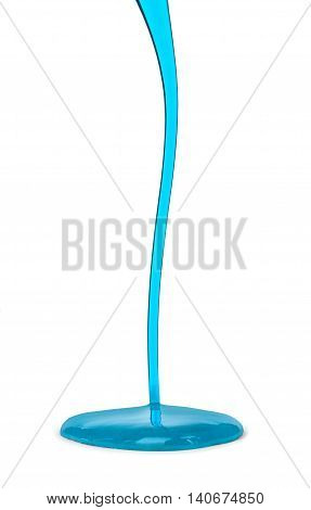 moving down a blue viscous liquid on white background