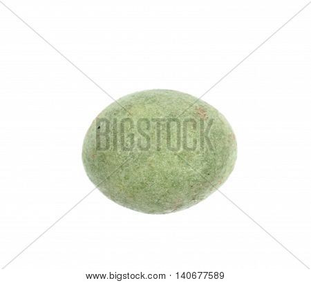 Green wasabi coated peanut isolated over the white background