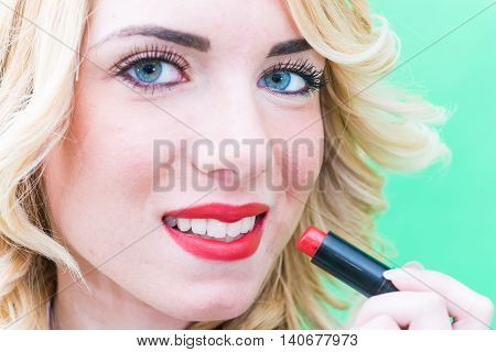 Lips with lipstick makeup for the face.