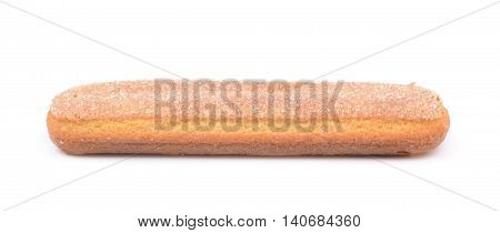 Single ladyfinger savoiardi biscuit cookie isolated over the white background