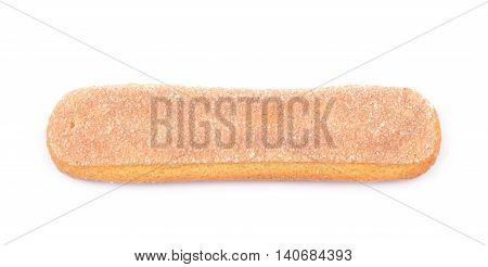 Single ladyfinger savoiardi biscuit cookie isolated over the white background