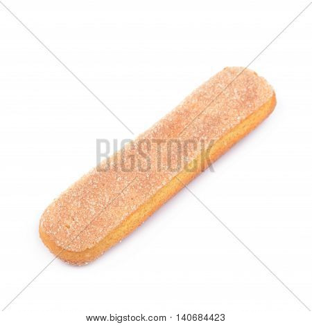Single ladyfinger savoiardi biscuit cookie isolated over the white background