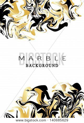 Marbling texture background. Abstract marble luxury design with golden glitter elements. Vector illustration.