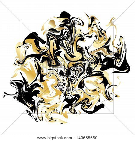 Marbling texture background. Golden glitter marble banner isolated on white. Abstract marbling design for banner, flyer, logo. Vector illustration