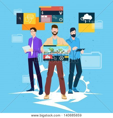 Web Designer Business People Team Working Flat Vector Illustration