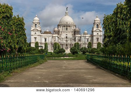 Victoria Memorial a large marble building in Kolkata which was built and dedicated to the memory of Queen Victoria (1819-1901) which is now a museum and tourist destination.