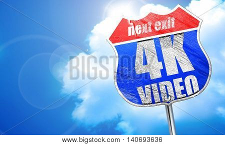 4k video, 3D rendering, blue street sign