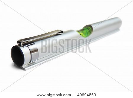Liquid level, spirit level or water level, isolated on white background.