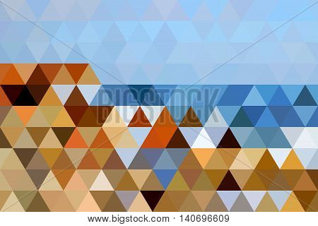 Stylezed landscape of Black Sea shore made of isoscale triangle shapes