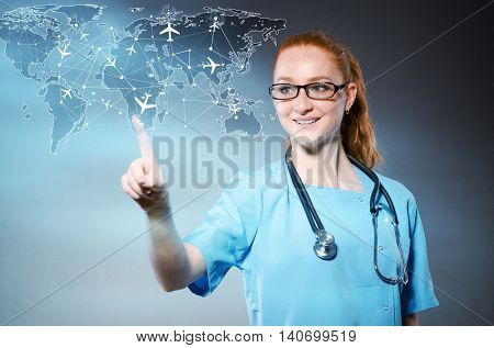 Woman doctor in medivac concept