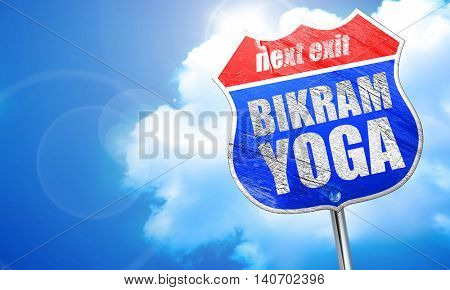 bikram yoga, 3D rendering, blue street sign