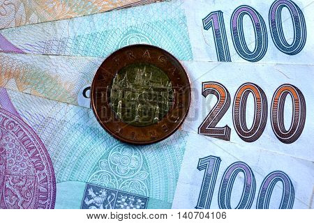 Close up Czech Koruna currency, Czech Republic