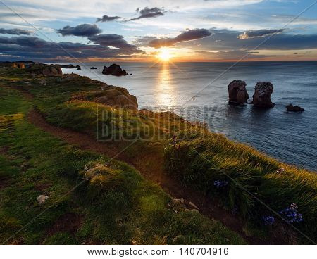 Sunset Arnia Beach Coastline Landscape.