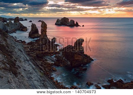 Sunset Arnia Beach Coastline Landscape.