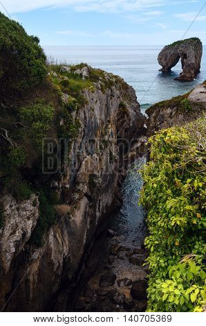 Villahormes Cliffs And Canyon, Spain.