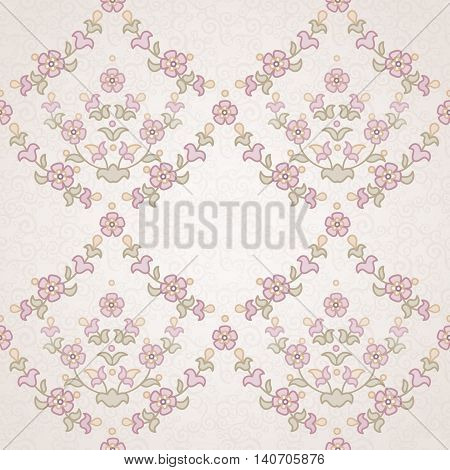 Vector Seamless Floral Pattern In Eastern Style.