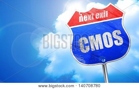 cmos, 3D rendering, blue street sign