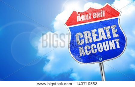 create account, 3D rendering, blue street sign