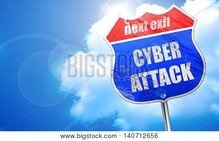 Cyber attack background, 3D rendering, blue street sign
