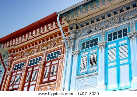 singapore, singapore - July 31, 2016: colorful heritage residential house at joo chiat road singapore
