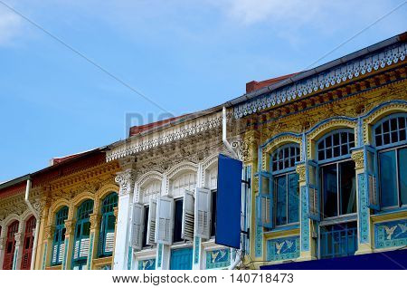 singapore, singapore - July 31, 2016: colorful heritage residential house at joo chiat road singapore