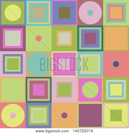 seamless texture of the colored squares and circles