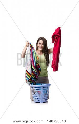 Woman feeling sressed after doing dirty laundry