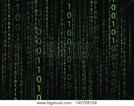 Color stream on binary codes on black background