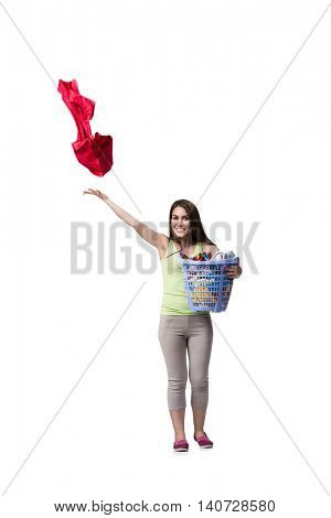 Woman feeling sressed after doing dirty laundry