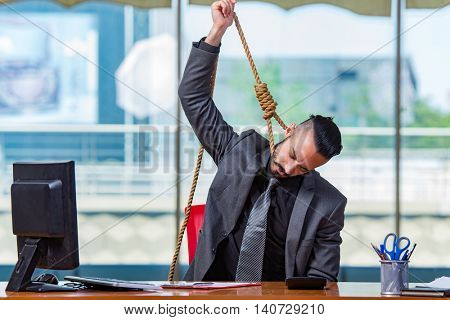Businessman hanging himself after bankruptcy