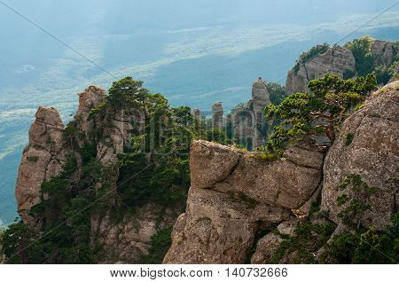 Landscape with rock mountain Demerdzhi in Crimea
