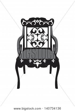 Vintage Chair furniture Vector. Rich carved ornaments furniture. Vector Victorian Style furniture. Vector sketch