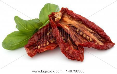 Dried tomatoes isolated on white background cutout
