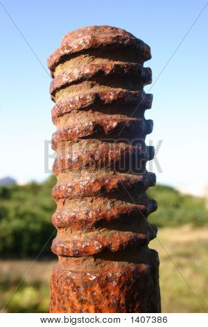 Rusty schroef draad van oude Cornish Tin mijne