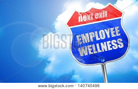 emplyee wellness, 3D rendering, blue street sign